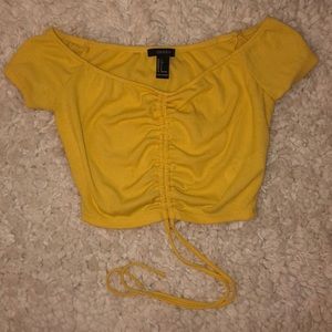 Forever 21 Yellow off the shoulder crop top